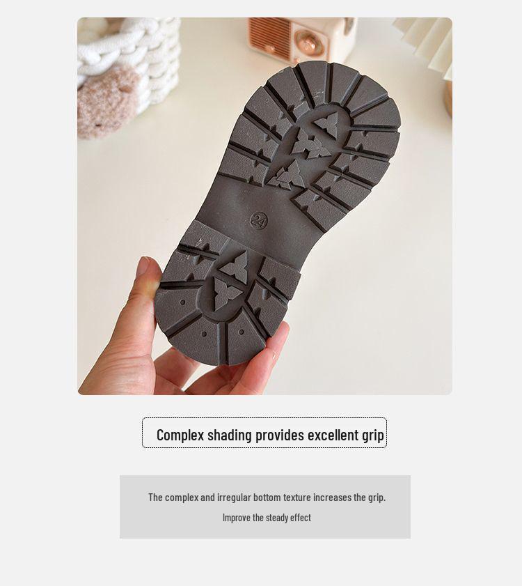 Soft-Soled Non-Slip Leather Children's Boots, Cap-Toe Design, Cotton-Lined for Girls, Martin Style, Winter 2025