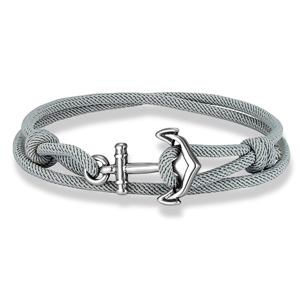 Nautical Men Anchor Bracelet Handmade Adjustable Surfering Rope Braslet Unfading 3mm Thin String Braclet Homme