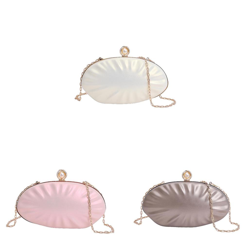 Acrylic Shell Clutch Bag With Chain Strap For Womens Daily Use