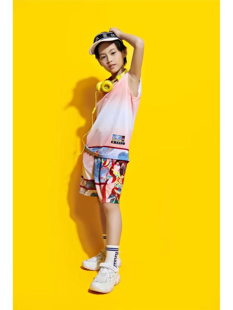 Ultra-Fast Summer Basketball Jersey Set for Girls - Sports Training Uniform for Primary and Middle School Students