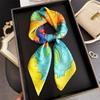 Luxury Lemon Print Shawl Square Scarf For Women Soft Satin Wraps Neckerchief Female Hair Bands Ribbon Headband Bandana