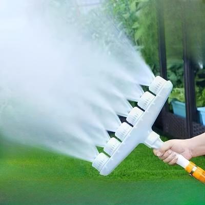 1pc Adjustable 6-Way Garden Sprinkler - High Flow Plastic Nozzle for Lawn/Patio/Vegetables | Battery-Free Design, Hose Connector