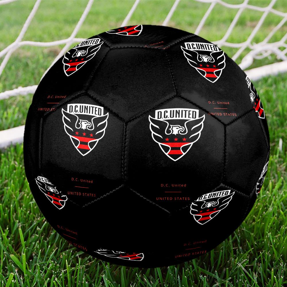 D.C. United Indoor Soccer Ball Colorful All Ages Size 5 Machine Stitched PVC Competition Ready Durable High-Bounce