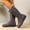 Women's Winter Boots - Slip-resistant PU Sole, Soft Plush Fabric Lining, Durable Grip - Black Cold Weather Footwear for Everyday, Fashionable Booties