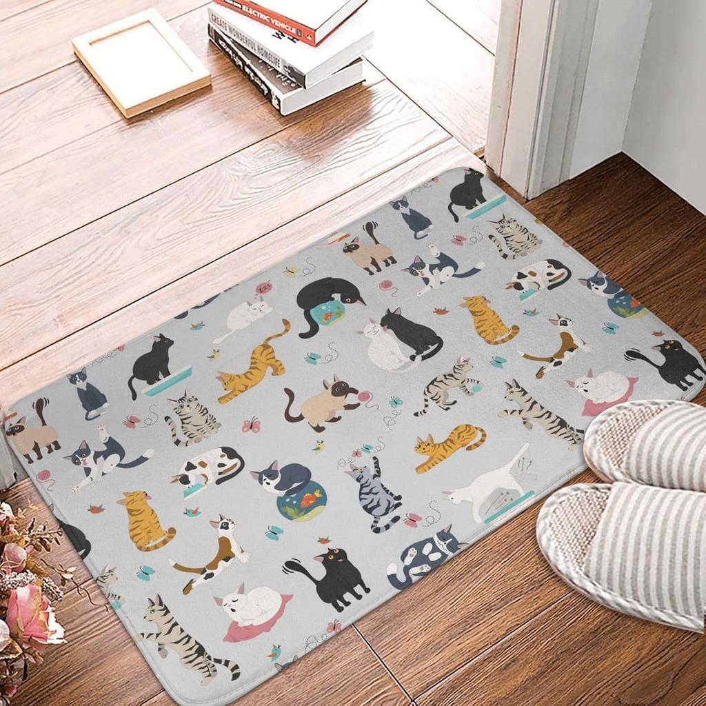 Colorful Rainbow Welcome Mat with Perfect for Indoor/Outdoor Use in Kitchen Bathroom Non-Slip Carpet Entrance Door Rugs