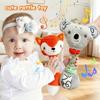 Baby Rattle Toy- Design with Fox & Koala Patterns, Soft Pastel Colors for Toddler Sensory Play & Motor Skills Development