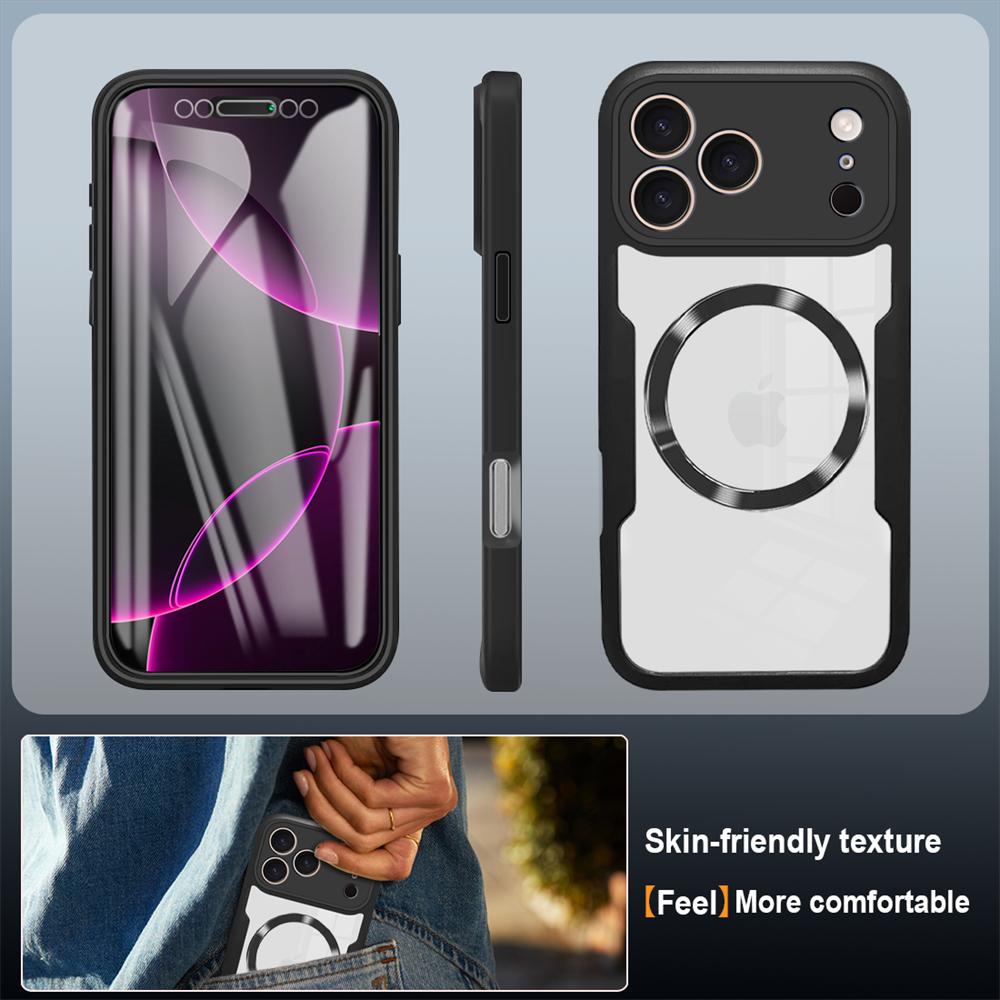 360 Full for Magsafe Clear Case for iPhone 17 16 Pro Max Air 16E 13 14 15 Plus Pro Magnetic Silicone Bumper Shockproof Cover