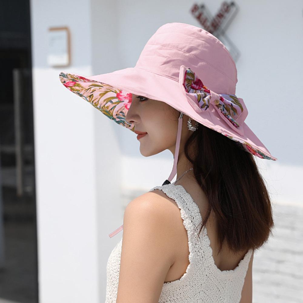 UV Protection Floral Collapsible Sunhat Double Side Wear Fisherman Hats  Vacation