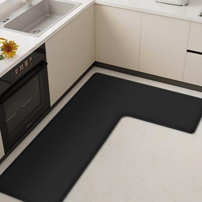 Simple Thickened Corner Floor Mat Home Kitchen L-shaped Non-slip Soft Mat Flannel Absorbent and Dirt-resistant Mat