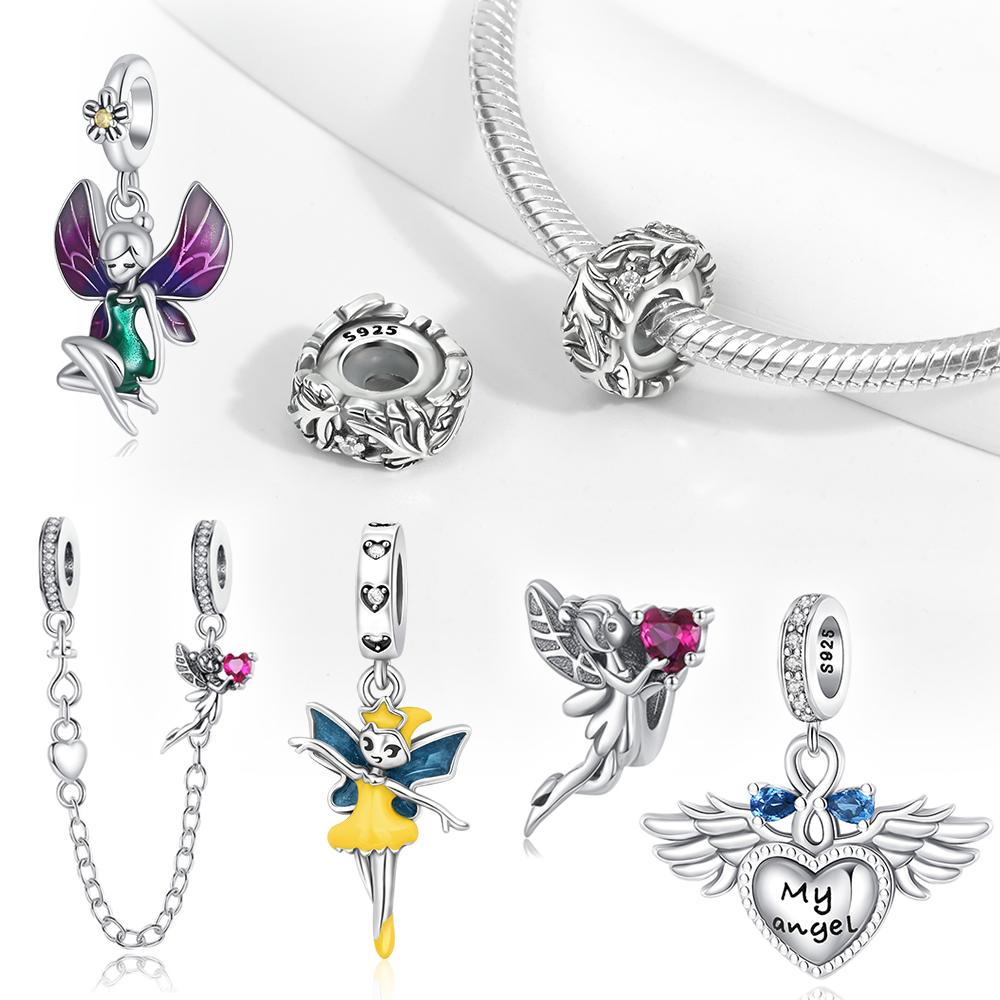 Charms Plata Angel Heart Wings Valentines Day Gifts Copper Plated For Charms Copper Plated Original Bracelet For Jewelry Making