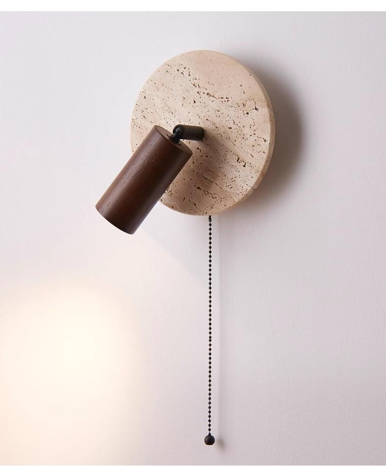 French Travertine Wabi-Sabi Wall Lamp – Retro American Style Bedside Reading Fixture