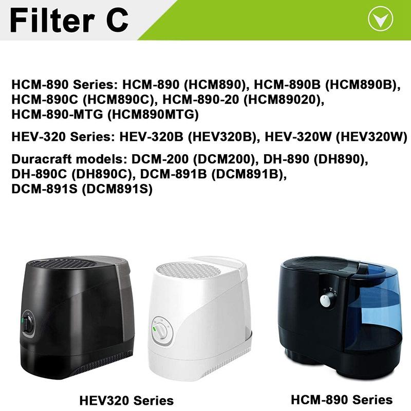 3er-Pack Luftbefeuchter-Dochtfilter für Honeywell HC-888, HC-888N, Filter C, passend für Honeywell HCM-890 HEV-320