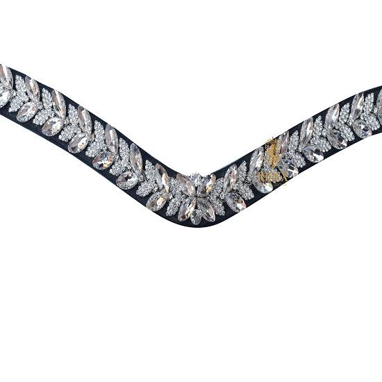 Dazzling Clear Crystal Leaf Browband Horse Bridle Snap Browband .