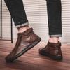New Classic Handmade Leather Men Shoes Zipper Design Outdoor Sneakers Slip On Breathable Casual Shoes Leather Men Ankle Boots