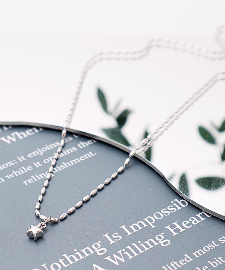 Polalita Surgical Twist Chain Star Necklace (Plt-Nl-064_Sv)