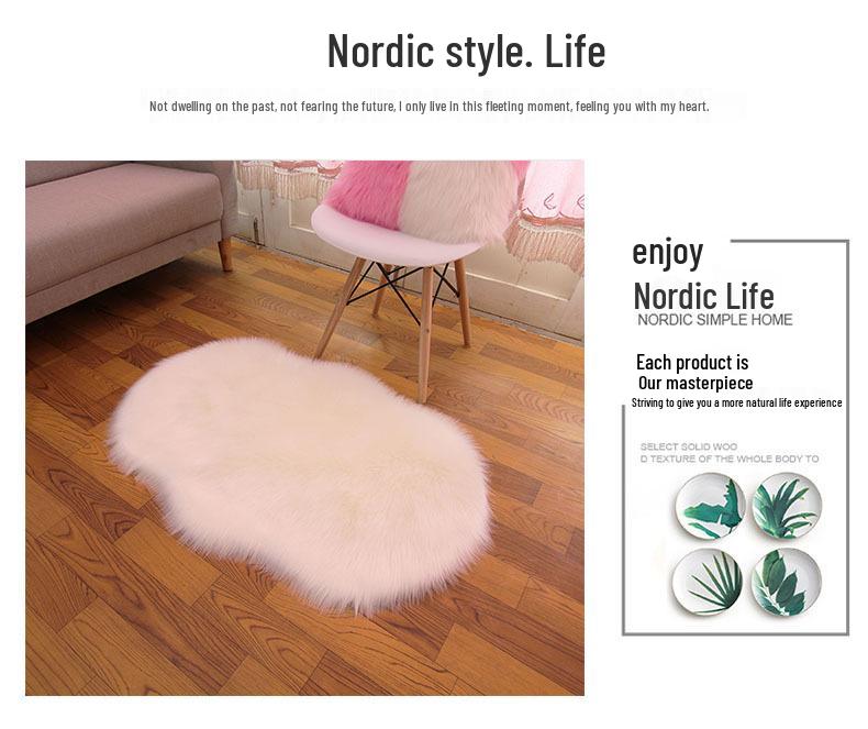 European Imitation Wool Plush Carpet - Gray and White