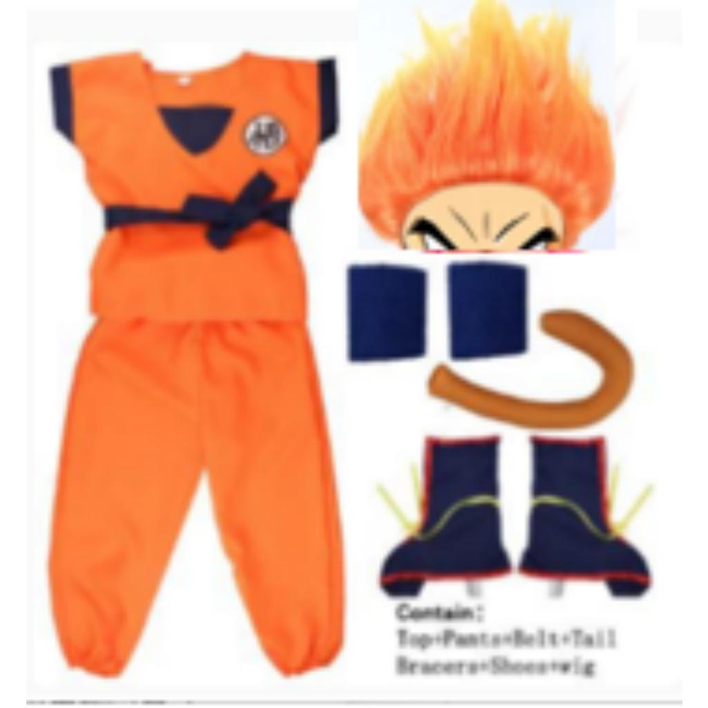 Kids Anime Son Goku Cosplay Costumes Krillin Training Clothes Superhero Outfits with Super Saiyan Wig Comic Con Party Costume