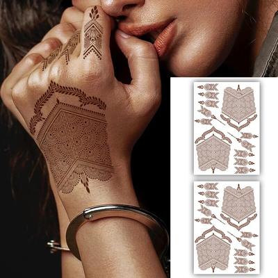 S.A.V.I 2 Sheets Henna Mehendi Tattoo Stickers - Waterproof, Natural Color, Women's Temporary Body Art - 21x15cm