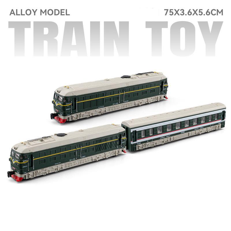 1:32 Scale DongFeng 4B Alloy Spray Train Model Toy Car Metal Diecast Electric Vintage Music Light Models Boys Hobby Toys