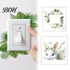 Switch Decal Removable Plants Flower Sticker, Decorative Green Leaf Floral Bunny Light Paint Safe Sticker Socket Decal, DIY Art Murals for Kids Girls