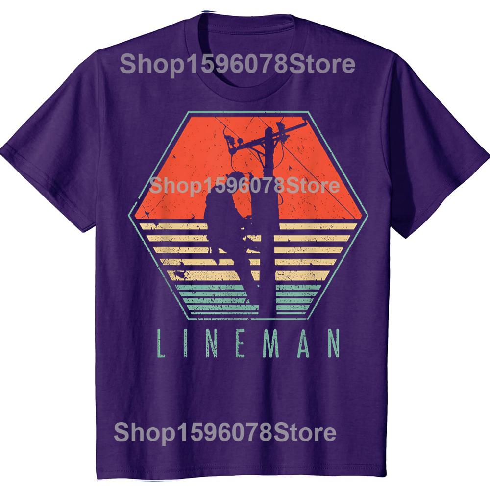 

Funny Lineman Vintage Retro Electrician TShirt Summer Men Fashion T Shirts Cotton Short Sleeve Oversized Loose Tshirt Tops 4XL