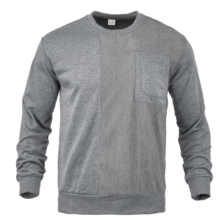 Round-Neck Sweatshirt for Men Autumn New Arrival Loose-Fit Solid-Colour Knitted Long-Sleeved Sweatshirt