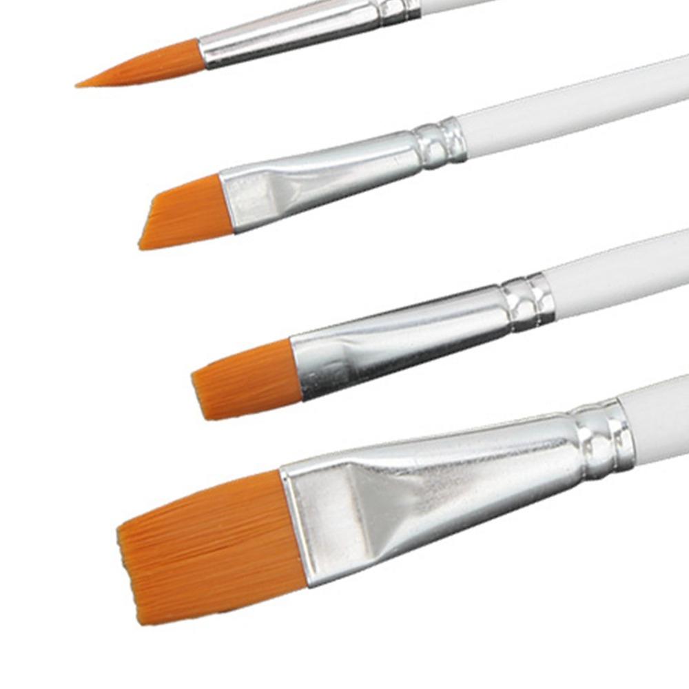 6PCS White Handle Face Paint Kit Mild Formula Nylon Art Brushes  Gouache Acrylic Drawing