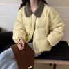 Winter corduroy contrasting lapel down jacket women's short college style versatile loose small jacket