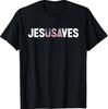 4. Juli Christlicher Jesus Rettet USA Flagge Patriotisches T-Shirt