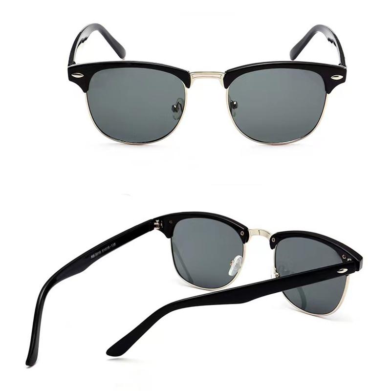 Non-polarized Classic Half Frame Sunglasses Men Women Fashion Rivet Eyewear Metal