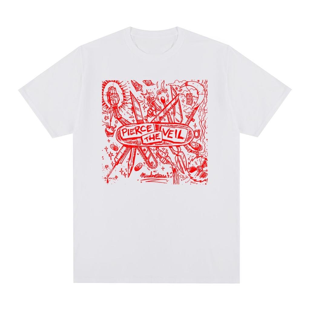 Camiseta Vintage Pierce The Veil Banda de Rock Hip Hop Streetwear Gráfica Algodón Camiseta para Hombre Nueva Camiseta Camiseta Tops para Mujer