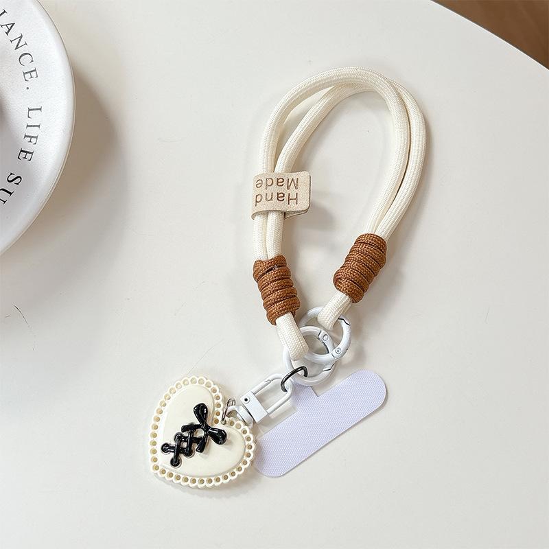 Mobile Phone Lanyard, Love Pendant, School Bag Hanging Chain, Women'S Keychain, Short Handrail, Thickened Anti-Drop, Anti-Loss Accessories