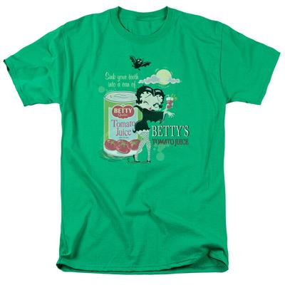 Betty Boop Vampir Domates Suyu Karikatür Ürünleri Yeşil Unisex Tişört