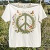 Boho Floral Peace T-Shirt, Vintage Retro Oversized Comfort Colors Tee, Bohemian Nature Graphic Unisex Shirt, Peace Lover Gift