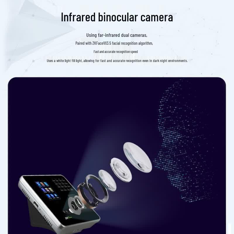 ZKTECO JDF800 Dynamic Face & Fingerprint Time Attendance System CN Plug (adapter Included)