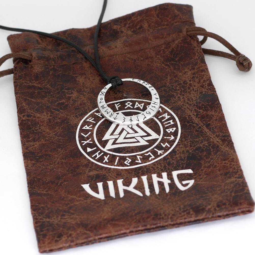 Viking Rune Letter Necklace Pendant for Men & Women - Long Sweater Chain Ornament
