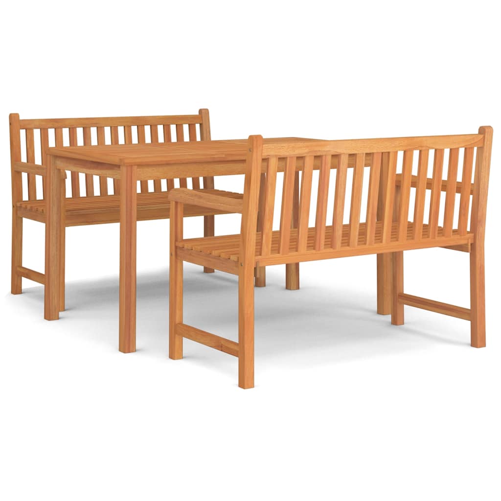 3 Piece Garden Dining Set Solid Teak Wood