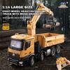 HUINA 1538 Large Alloy RC Dump Trucks Crane 1/14 26CH 2.4G Remote Control Cranes with Wood Grab Engineering Truck Car Toy Gifts