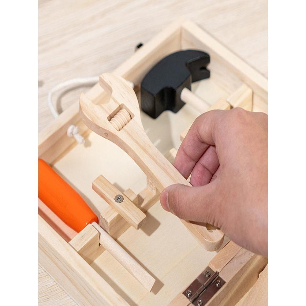 Children's Wood Montessori Early Educational Tool Box Toy Set Pretend Play Games Household Tools Baby Toys for Kids Boys Girls