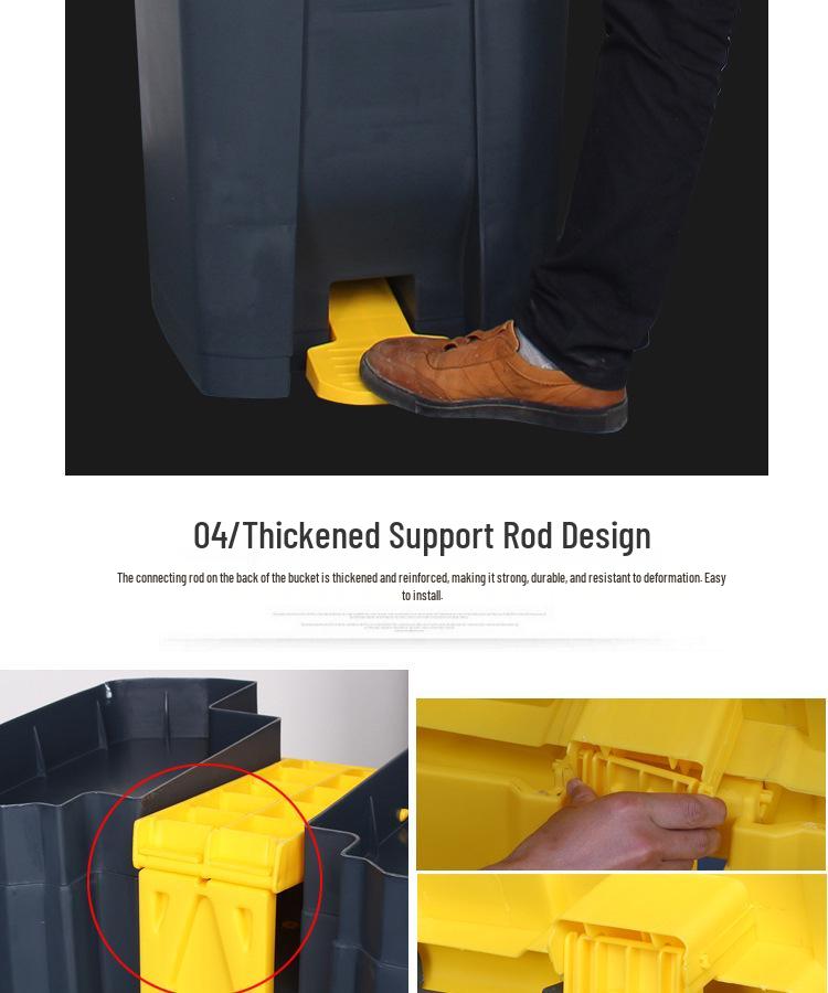 Large Outdoor Commercial Plastic Pedal Trash Can with Lid for Kitchen and Home