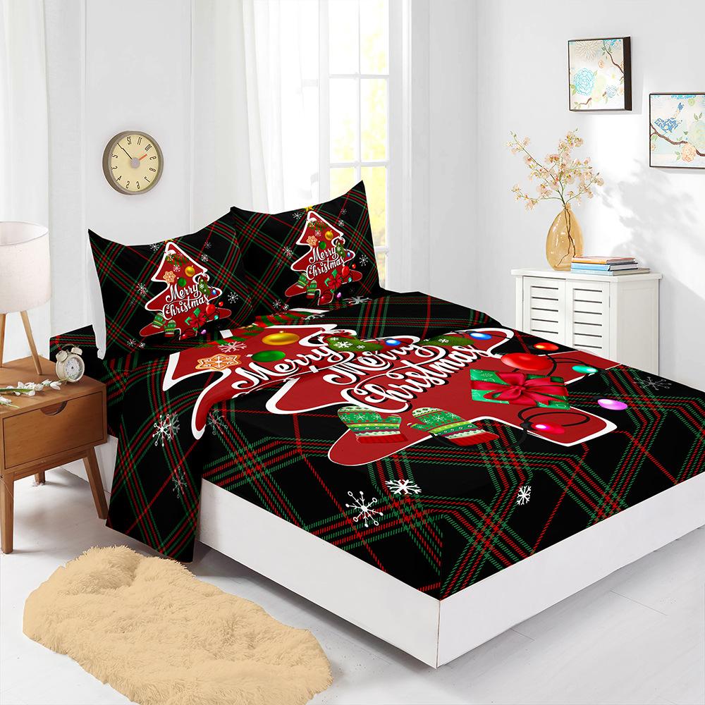 Popular Christmas Mattress Four-Piece Children'S Bedding Digital Printing Mattress Protective Cover