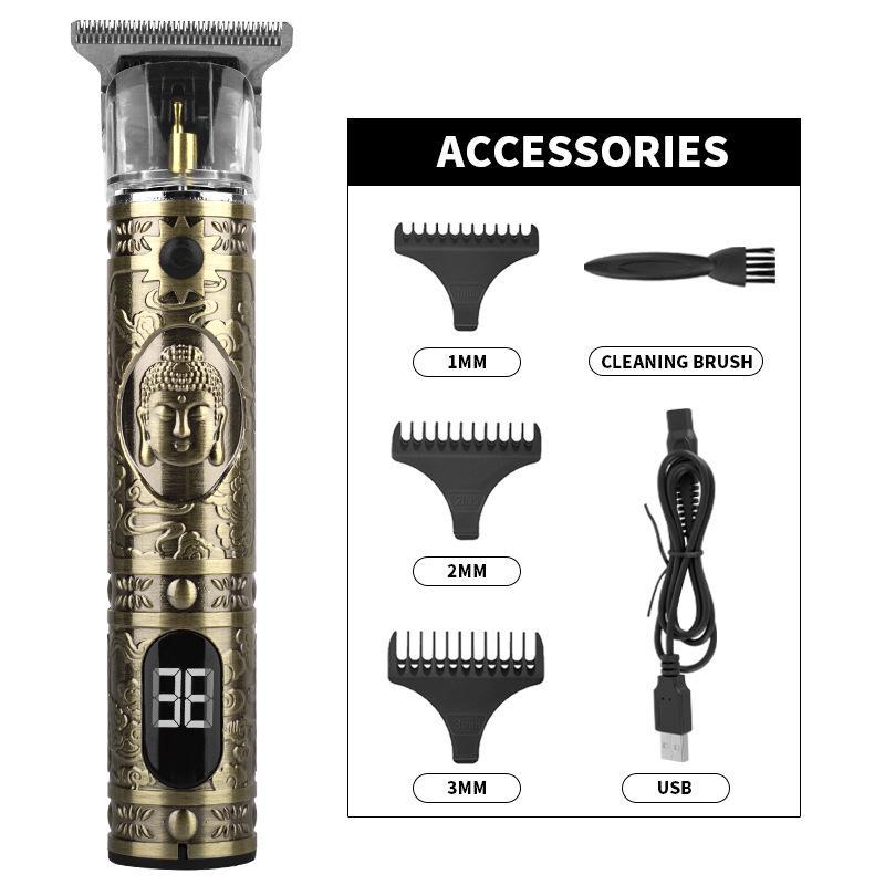 Rechargeable Metal Hair Clipper: Oil Head, Carving, Bald, and Cross-Border Electric Razor.