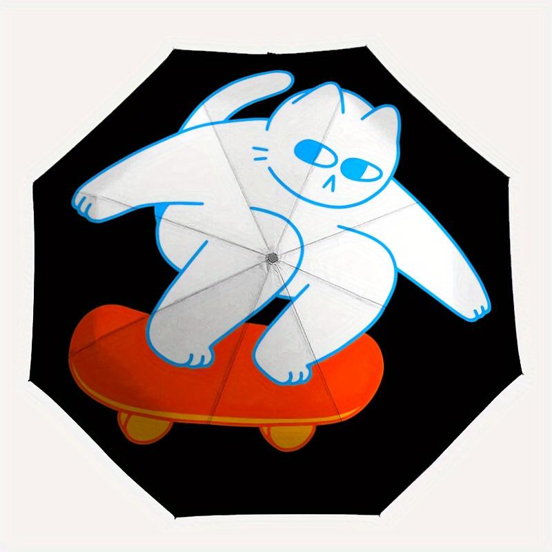 

1pc Skateboarding Cat Automatic Open/close Folding Umbrella, Compact Portable Travel Umbrella,Cute Umbrella, Durable Construction yy250804094