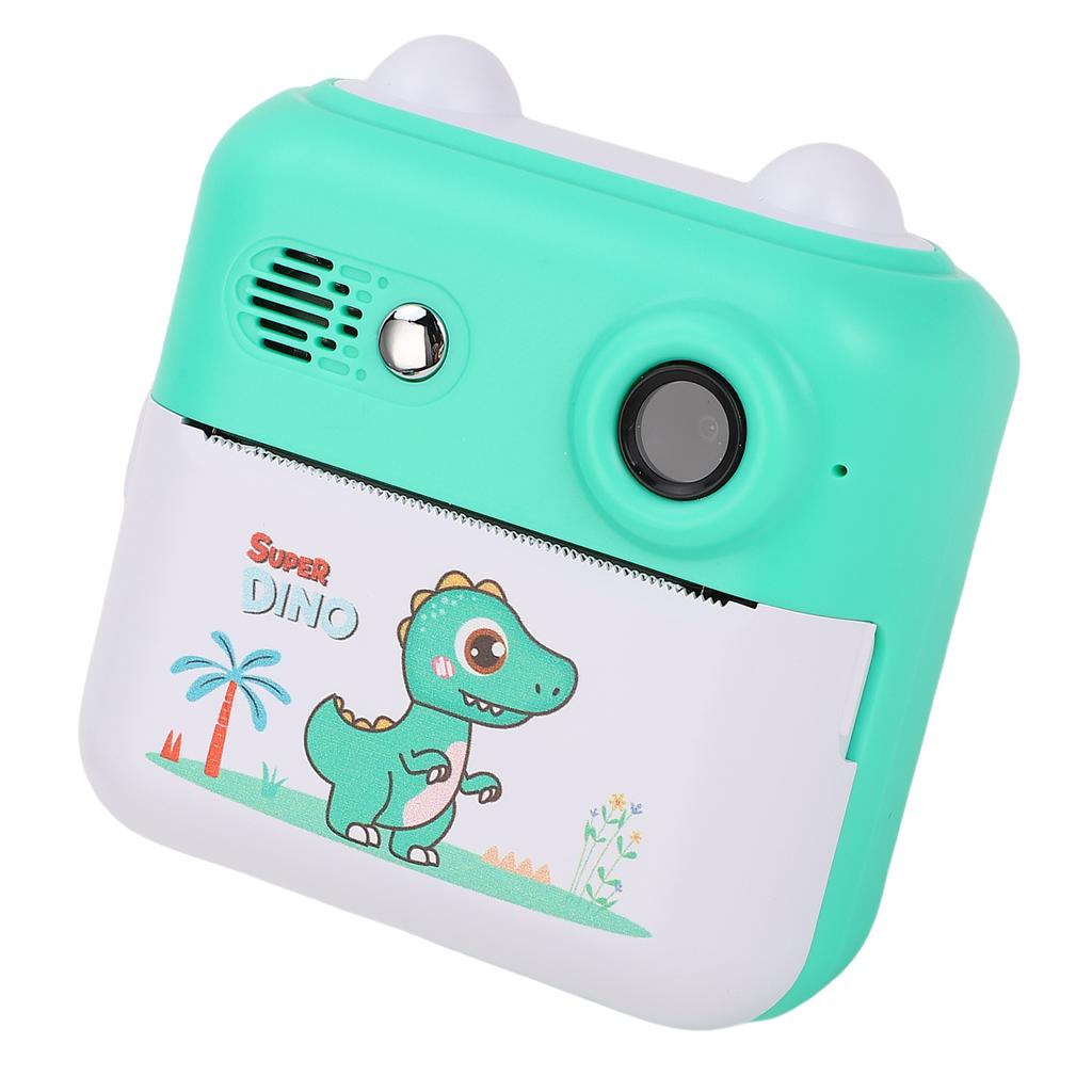 Print Camera Cute Green 24 MP Pixels 1080P Video Thermal Printing Digital Camera Toy with Music