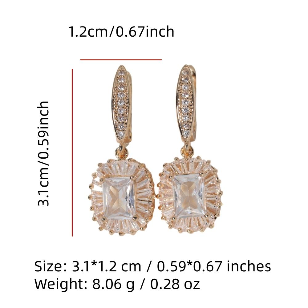 1 Pair Luxury Square Dangle Earrings for Women Zirconia Earring Jewelry Wedding Party Accessories