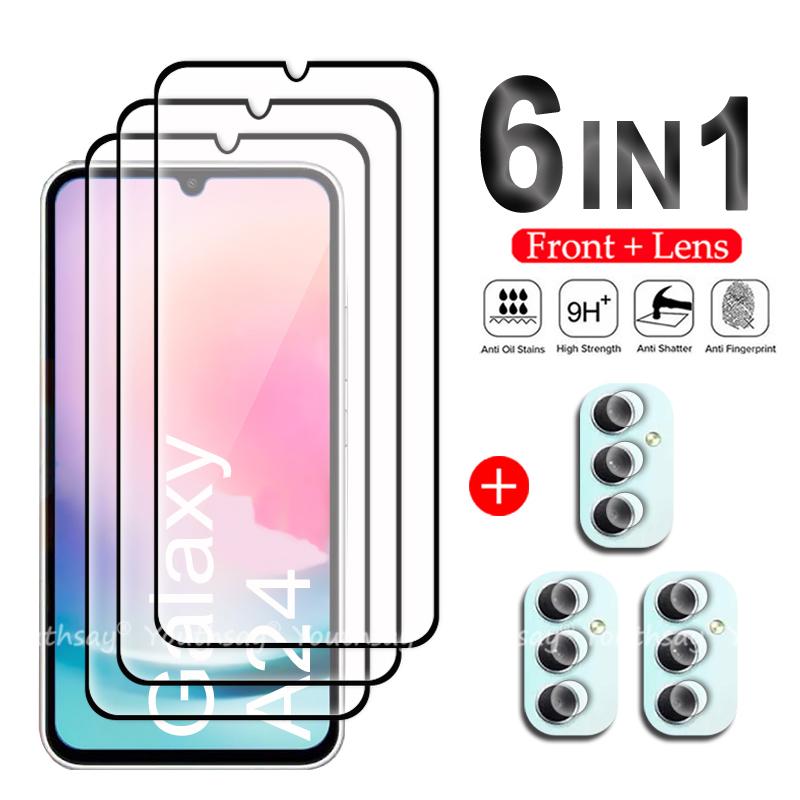 For Samsung Galaxy A24 Glass For Samsung A24 Tempered Glass Full Cover Screen Protector Film Galaxy A24 A54 A34 A14 A04 A04S