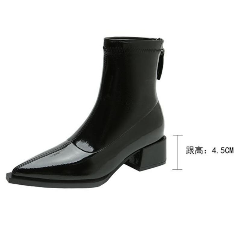 Women Ankle High Heels Luxury Boots Pointed Toe Shoes Designer Pumps Winter New Brand Shoes Women Motorcycle Boots Zapatos Mujer