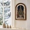 Christmas Garden Decorations Campfire Dinner Wooden Wall Art, Festive Holiday Framed Decor for Ornaments Living Room, Rustic Hanging Ornament