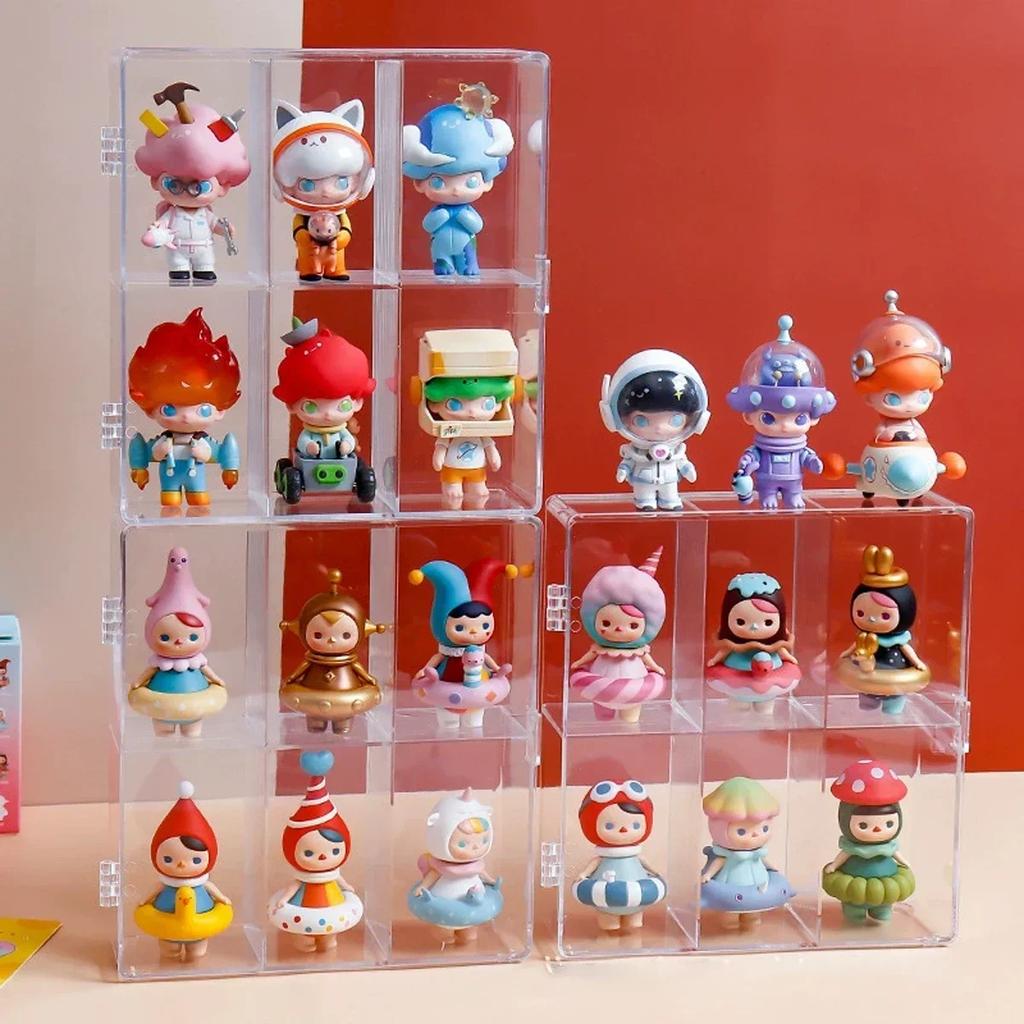1pc-Ransparent Acrylic Doll Storage Box Bubble Mart Storage Display Stand In-stock Doll Display Box Handheld Doll Storage Bin