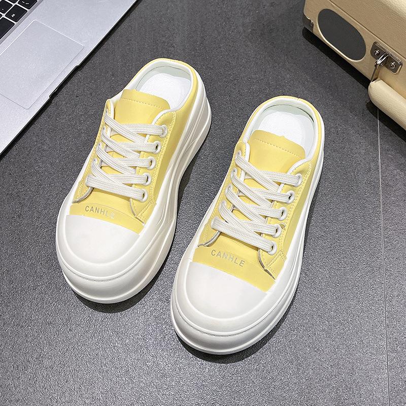 

5602 маленькие повседневные белые туфли на толстой подошве с увеличением роста 2025 новая весна на шнуровке цветные туфли на платформе маффин прилив 40